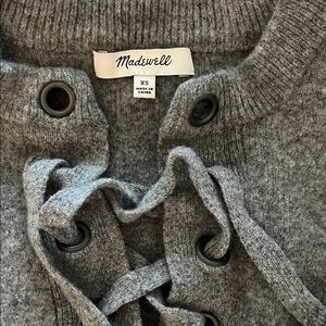 Madewell Charcoal Lace-Up Knit Top